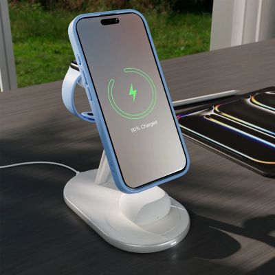 8. Puro Mag Station Qi2 3-in-1 Kabelloses Ladegerät Kompatibel mit MagSafe - Weiß