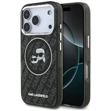 Karl Lagerfeld IML Glitter Karl&Choupette Heads Logo MagSafe Case für iPhone 17 Pro - Schwarz