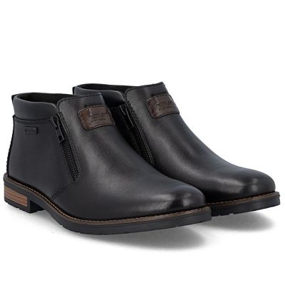 10. Schwarze Herren-Ankle-Boots aus Leder mit Reißverschluss, Rieker 14656-00