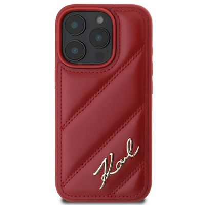 3. Karl Lagerfeld Quilted Signature Hülle für iPhone 16 Pro – Rot