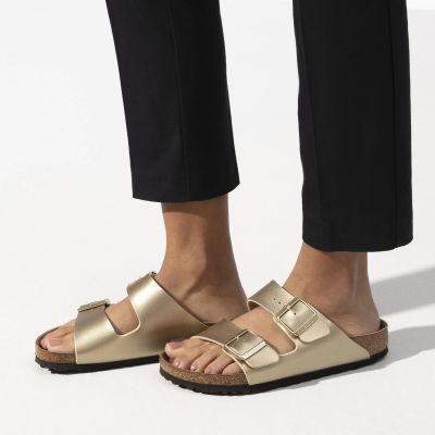 5. Birkenstock Arizona Birko-Flor Gold Damen Flip-Flops normal breit (1016110)
