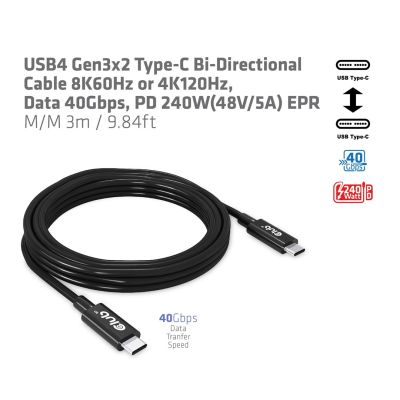6. CLUB3D CAC-1579 USB-Kabel USB4 Gen 3x2 3m USB-C Schwarz