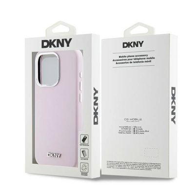 8. DKNY Liquid Silicone Small Metal Logo MagSafe-Hülle für iPhone 14 Pro – Rosa