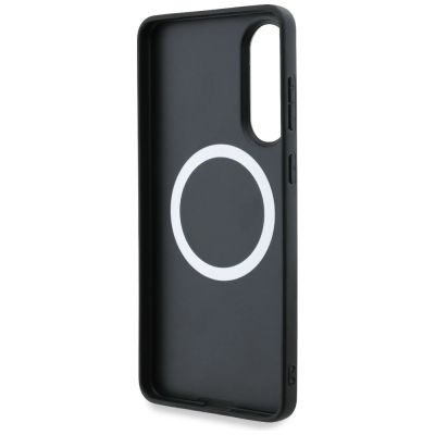 7. BMW Leather Oversized Stripes MagSafe Hülle für Samsung Galaxy S25 Edge - Schwarz