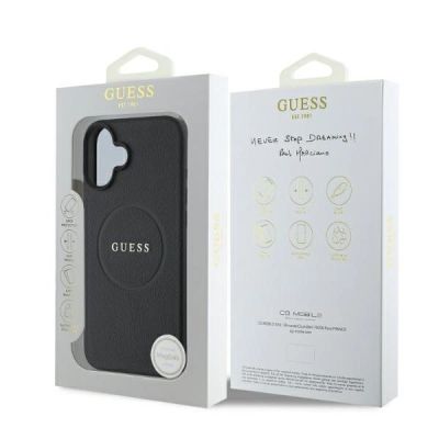 6. Guess Grained Gold Ring MagSafe-Hülle für iPhone 16 – Schwarz