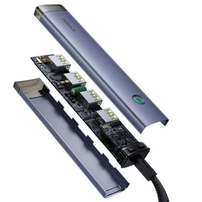 4. Baseus UltraJoy Series USB-A/USB-C Hub (4x USB-A 3.1, 1x USB-C 5V) – Grau
