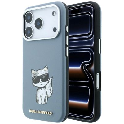 Karl Lagerfeld Smooth Choupette Sketch MagSafe Hülle für iPhone 18 Pro Max / 17 Pro Max – Hellblau