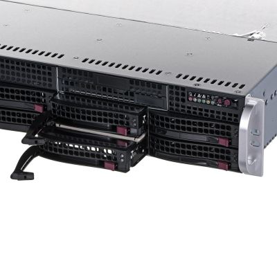 3. SUPERMICRO CSE-825TQC-R802LPB SERVERGEHÄUSE (Schwarzes 2U SC825TQC SAS3 LP-Gehäuse mit rotem 800W Netzteil)