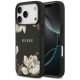Guess Grained Flowers Classic Logo MagSafe Hülle für iPhone 17 Pro - Schwarz