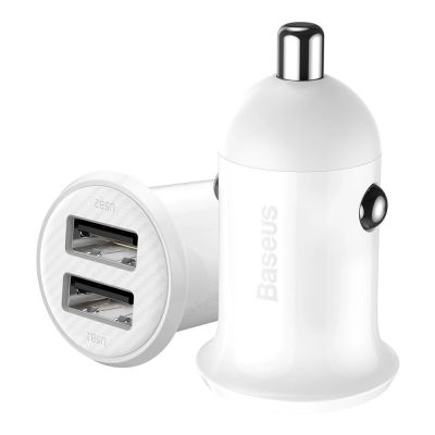 4. Baseus Grain Pro Autoladegerät 2x USB 4,8 A weiß (CCALLP-02)