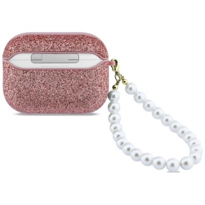 2. Guess Glitzer-Perlen-Schutzhülle für AirPods Pro 3 – Pink