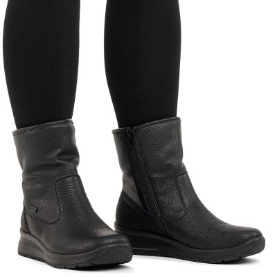 6. Rieker L7760-00 wasserdichte schwarze Damen-Ankle-Boots