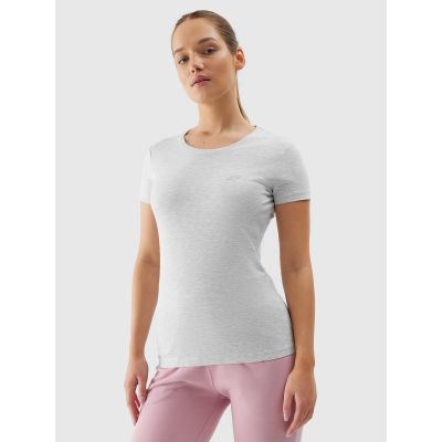 2. Elastisches, schmales, schlichtes Damen-T-Shirt 4F