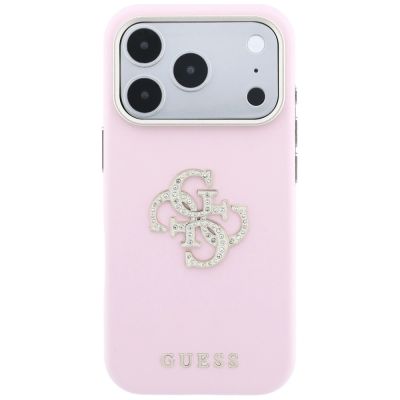 3. Guess Smooth & Big Strass Logo Hülle für iPhone 18 Pro Max / 17 Pro Max - Pink