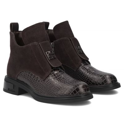 6. Damen-Lederboots in Kroko-Optik, Schokoladenbraun Filippo DBT820