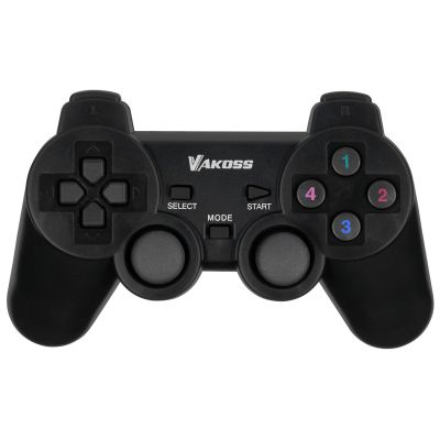 6. VAKOSS DRAHTLOSES USB-GAMEPAD MIT DUAL-SHOCK-FUNKTION, PC/PS3, DIGITAL- UND ANALOGMODUS, GP-4705BK SCHWARZ