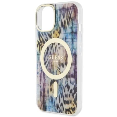 6. Guess Leopard MagSafe-Hülle für iPhone 14 – blau