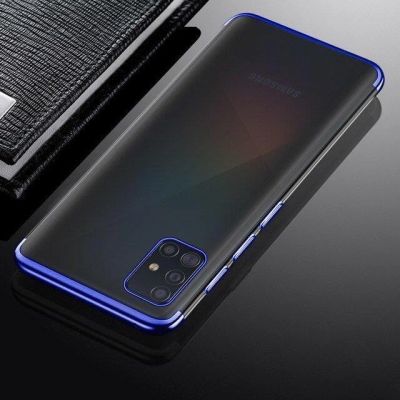 3. Clear Color Silikon Gel Electroplating frame Handyhülle Schutzhülle für Samsung Galaxy A72 4G blau