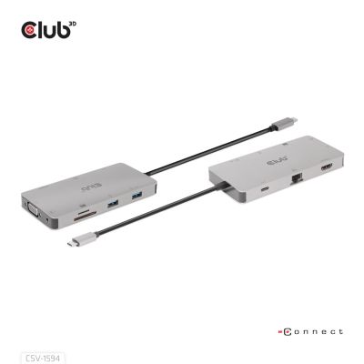5. CLUB3D CSV-1594 USB 3.2 Gen 1 (3.1 Gen 1) Typ-C Dockingstation, Schwarz, Grau