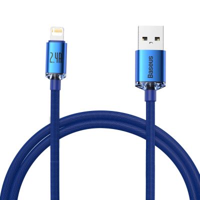 Baseus Crystal Shine Series Kabel USB-Kabel für schnelles Aufladen und Datenübertragung USB Typ A - Lightning 2.4A 1.2m blau (CAJY000003)