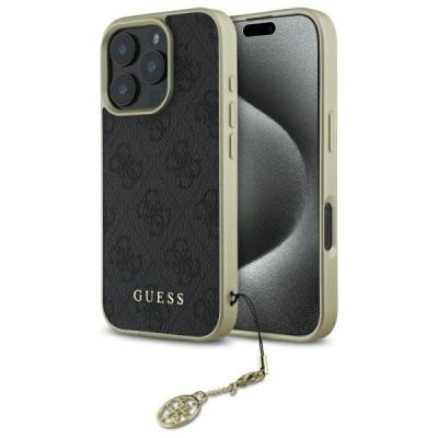 Guess 4G Charms Collection Hülle für iPhone 16 Pro – Schwarz