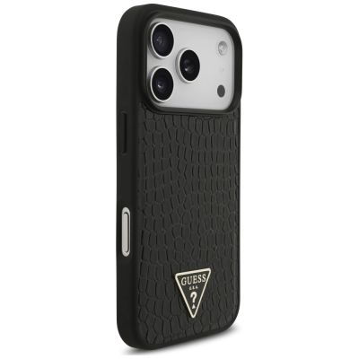 4. Guess Croco Triangle Logo MagSafe Hülle für iPhone 18 Pro / 17 Pro – schwarz