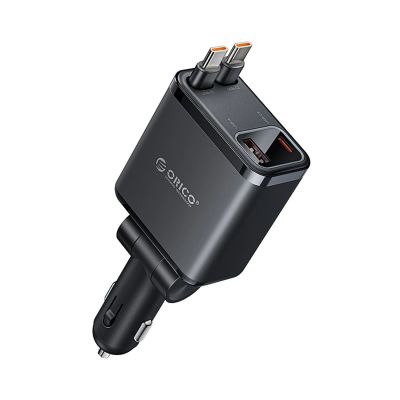 Autoladegerät ORICO Twin Reach 45 W 1A3C mit zwei einziehbaren Kabeln