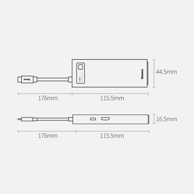 24. Baseus Metal Gleam Series 5-in-1 Multifunktions-HUB USB Typ C - USB Typ C Stromversorgung 100 W / HDMI 4K 30 Hz / 3x USB 3.2 Gen 1 (CAHUB-CX0G)