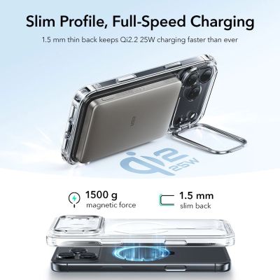 4. ESR Classic Hybrid Kickstand MagSafe Case für iPhone 17 Pro Max - Transparent