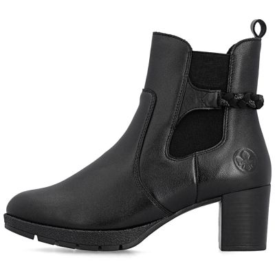 9. Damen-Ankle-Boots aus Leder mit Absatz, gefüttert, schwarz, Rieker 77651-00