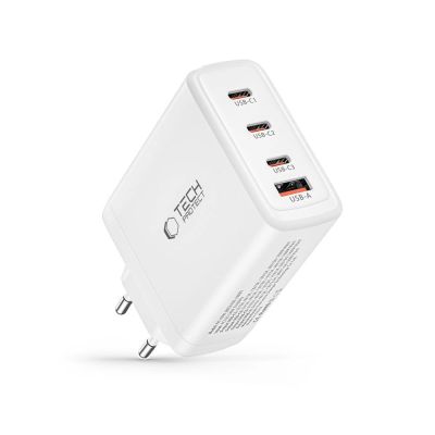6. Tech-Protect NC100W-GAN GaN-Netzwerkladegerät 3x USB-C PD 100W / USB-A QC 3.0 - Weiß