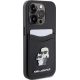 4. Karl Lagerfeld Saffiano Cardslot Karl&Choupette Metal Pin Hülle für iPhone 15 Pro – Schwarz
