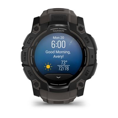 10. Garmin Instinct 3 – 50 mm AMOLED-Uhr, schwarz mit mattschwarzem Armband