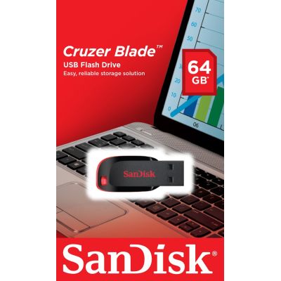 7. SanDisk Cruzer Blade SDCZ50-064G-B35 USB-Stick (64 GB; USB 2.0; schwarz)