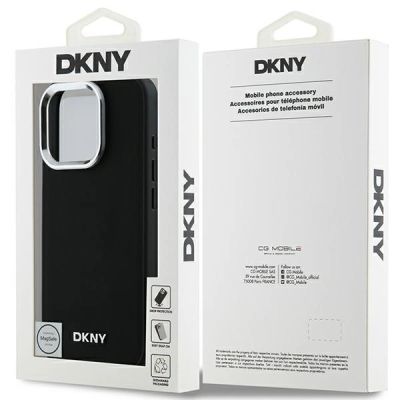 8. DKNY Plain Silver Logo MagSafe-Hülle für iPhone 16 Pro Max – Schwarz