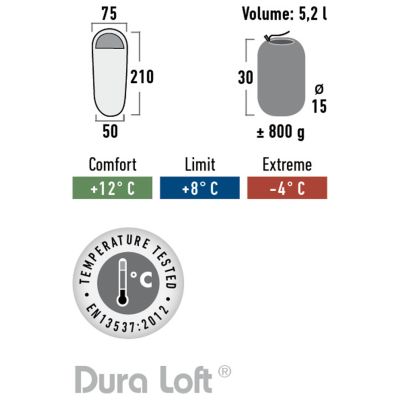 4. High Peak Lite Pak 800 Schlafsack (210x75x50cm) L-Reißverschluss 26024
