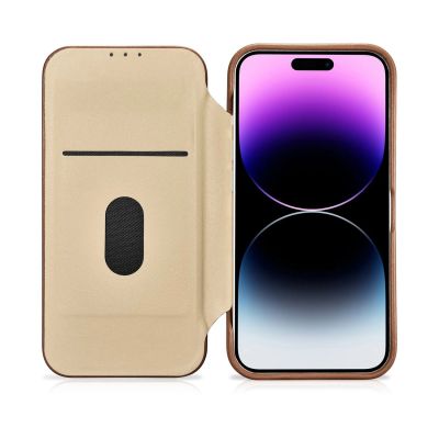 18. iCarer CE Premium Leather Folio Case iPhone 14 Pro Magnetic Flip Leather Folio Case MagSafe braun (WMI14220714-BN)