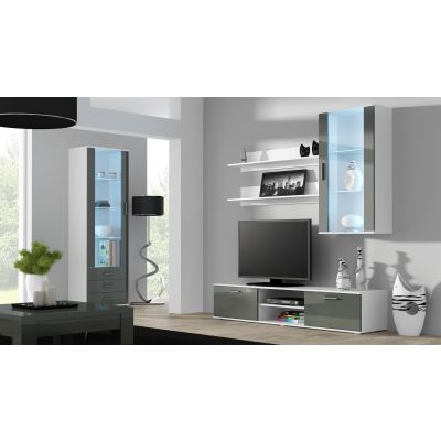 5. TV-Schrank SOHO 180 weiß/grau glänzend