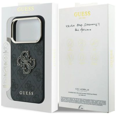 8. Guess 4G & Big Resin Logo Hülle für iPhone 17 Pro / 18 Pro - Schwarz