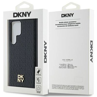 8. DKNY Leather Pattern Metal Logo MagSafe-Hülle für Samsung Galaxy S24 Ultra – Schwarz