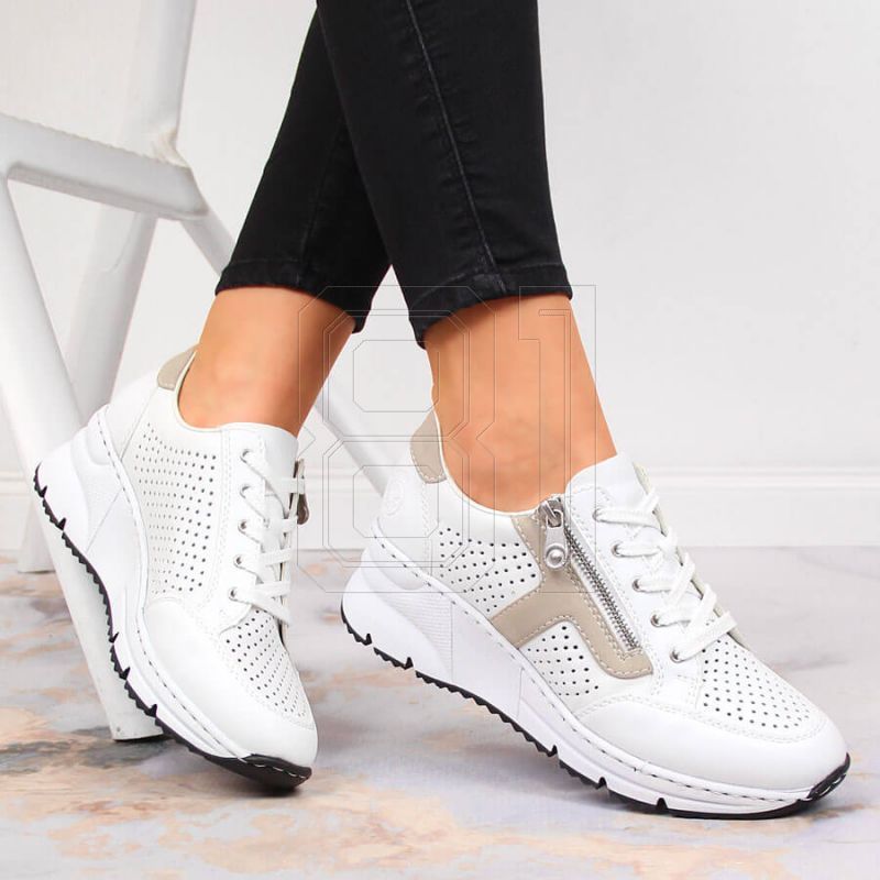8. Rieker W N6304-80 weiße Lederkeilschuhe