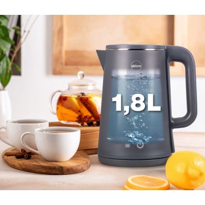 3. ELDOM Akku-Wasserkocher C515S ORRA 1,8 l 2000 W, Grau, 5 Programme 45, 55, 70, 85, 100 °C, Temperaturhaltefunktion