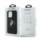 5. Karl Lagerfeld Silikonhülle mit Karl&Choupette-Kopfring und MagSafe-Motiv für iPhone 16 Pro Max – Schwarz
