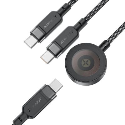 3. Acefast C6-11 USB-C 3in1 Kabel - 2x USB-C / Qi 480Mb/s 100W 1.2m - schwarz