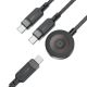 3. Acefast C6-11 USB-C 3in1 Kabel - 2x USB-C / Qi 480Mb/s 100W 1.2m - schwarz