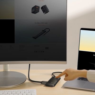 11. Baseus Lite Series multifunktionaler USB-Typ-C-HUB – 2 x USB 3.0 / USB Typ C / HDMI 1.4 / SD/TF OTG schwarz (WKQX050001)