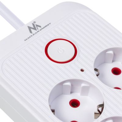 5. MACLEAN Steckdosenleiste, Verlängerungskabel mit 6 Steckdosen + 4 USB-Anschlüssen, 110–240 V Wechselstrom, 50/60 Hz, max. 2,1 A, 2500 W, 1,5 m, Weiß, MCE389W