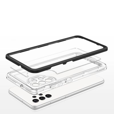 5. Klare 3in1 Hülle für Samsung Galaxy A32 5G Frame Gel Cover Schwarz