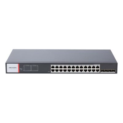Hikvision DS-3T1528HP-SI-24P4F Netzwerk-Switch, Managed Gigabit Ethernet (10/100/1000), PoE-fähig, Schwarz