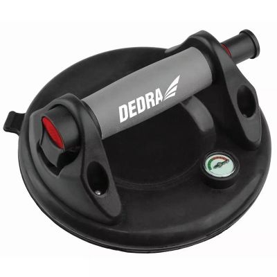 2. DEDRA DED06P30 Saugnapf mit Vakuumpumpe und Manometer (200 mm, 120 kg)